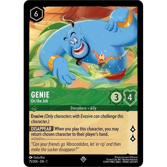 Lorcana card: Genie - On the Job 075/204 from The First Chapter (Super Rare), front of card