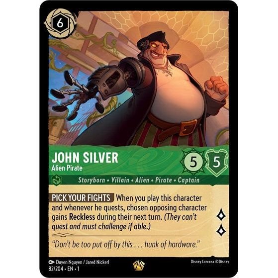 Lorcana card: John Silver - Alien Pirate 082/204 from The First Chapter (Legendary), front of card