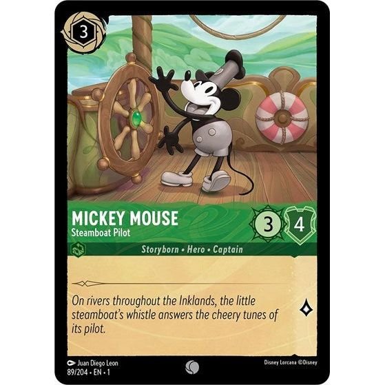 Lorcana card: Mickey Mouse - Steamboat Pilot 089/204 from The First Chapter (Common), front of card