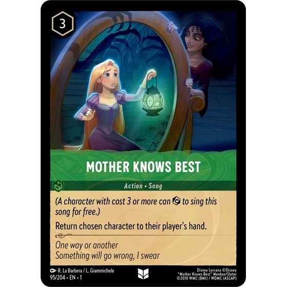 Lorcana card: Mother Knows Best 095/204 from The First Chapter (Uncommon), front of card