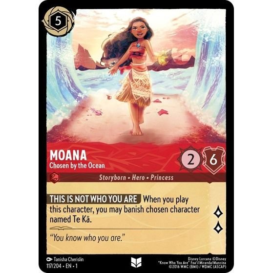 Lorcana card: Moana - Chosen by the Ocean 117/204 from The First Chapter (Uncommon), front of card