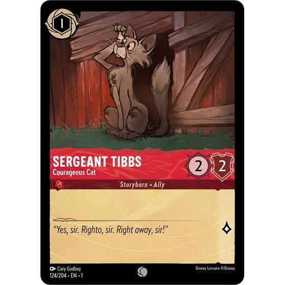 Lorcana card: Sergeant Tibbs - Courageous Cat 124/204 from The First Chapter (Common), front of card