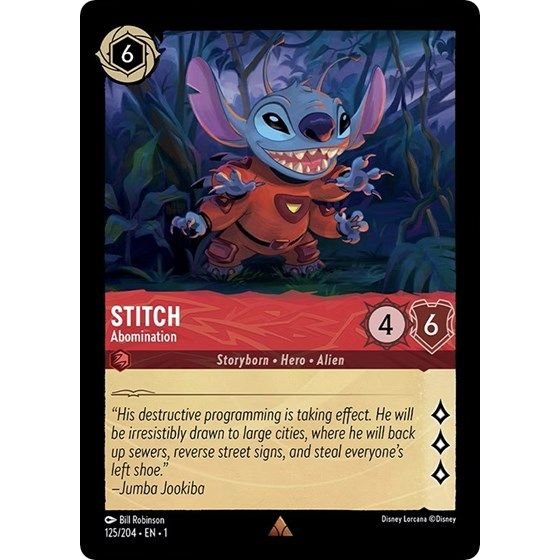 Lorcana card: Stitch - Abomination 125/204 from The First Chapter (Rare), front of card