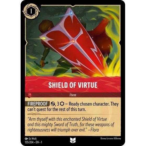 Lorcana card: Shield of Virtue 135/204 from The First Chapter (Uncommon), front of card