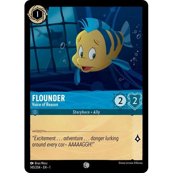 Lorcana card: Flounder - Voice of Reason 145/204 from The First Chapter (Common), front of card