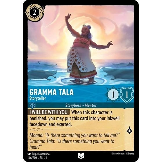 Lorcana card: Gramma Tala - Storyteller 146/204 from The First Chapter (Uncommon), front of card