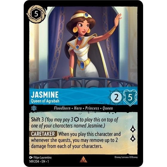Lorcana card: Jasmine - Queen of Agrabah 149/204 from The First Chapter (Rare), front of card