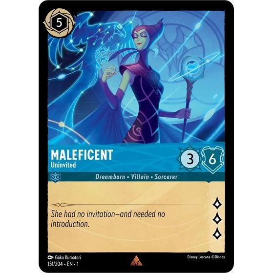 Lorcana card: Maleficent - Uninvited 151/204 from The First Chapter (Rare), front of card