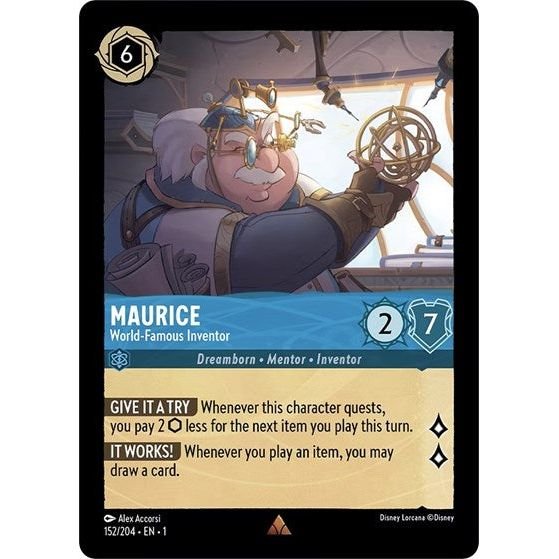 Lorcana card: Maurice - World-Famous Inventor 152/204 from The First Chapter (Rare), front of card