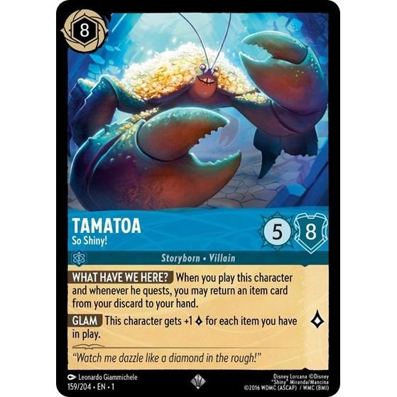 Lorcana card: Tamatoa - So Shiny! 159/204 from The First Chapter (Super Rare), front of card