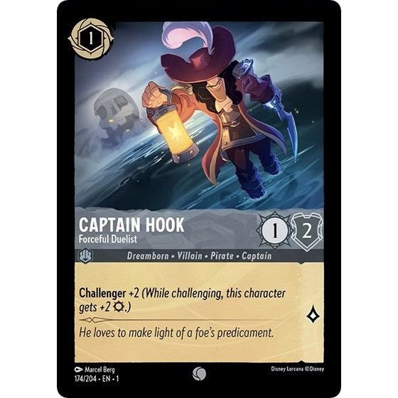 Lorcana card: Captain Hook - Forceful Duelist 174/204 from The First Chapter (Common), front of card