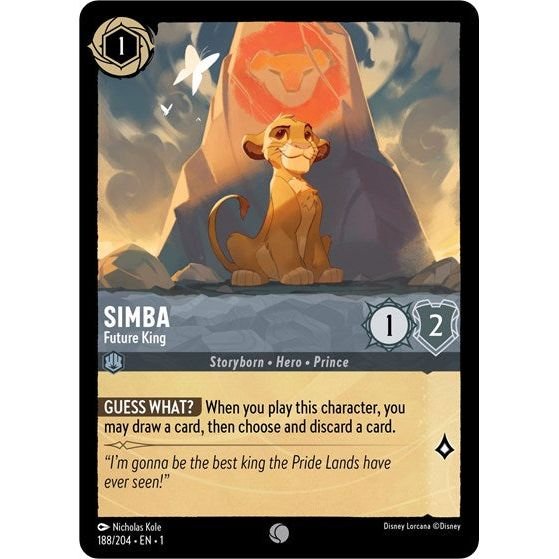 Lorcana card: Simba - Future King 188/204 from The First Chapter (Common), front of card