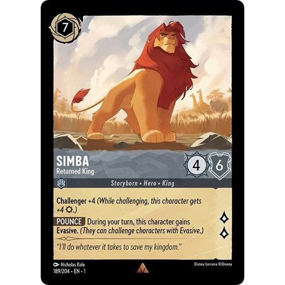 Lorcana card: Simba - Returned King 189/204 from The First Chapter (Rare), front of card