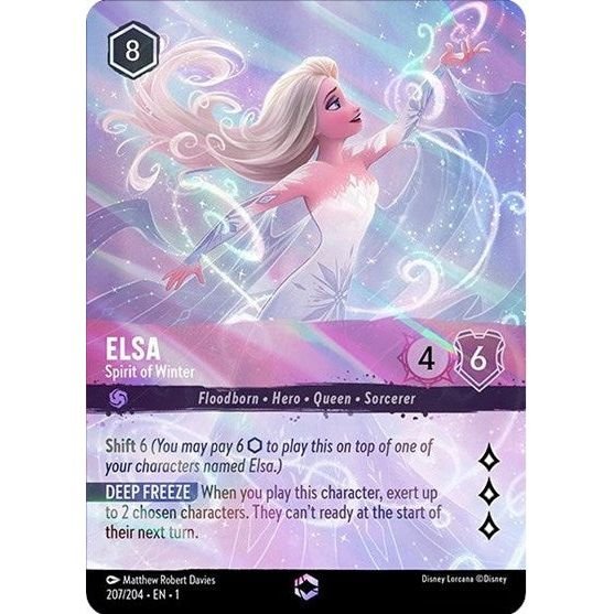 Lorcana card: Elsa - Spirit of Winter 207/204 from The First Chapter (Enchanted), front of card