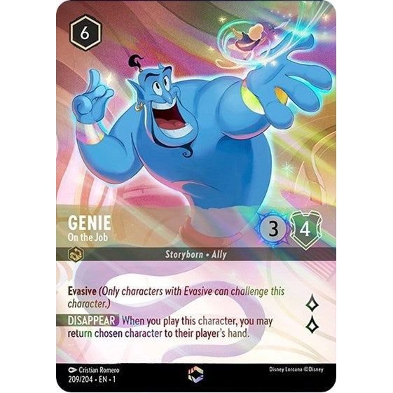 Lorcana card: Genie - On the Job 209/204 from The First Chapter (Enchanted), front of card