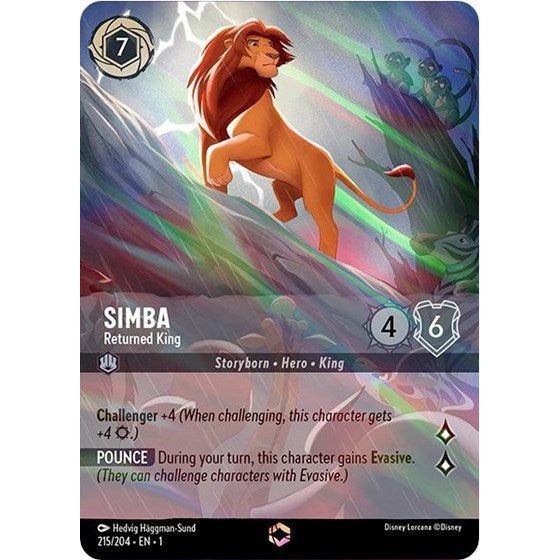 Lorcana card: Simba - Returned King 215/204 from The First Chapter (Enchanted), front of card