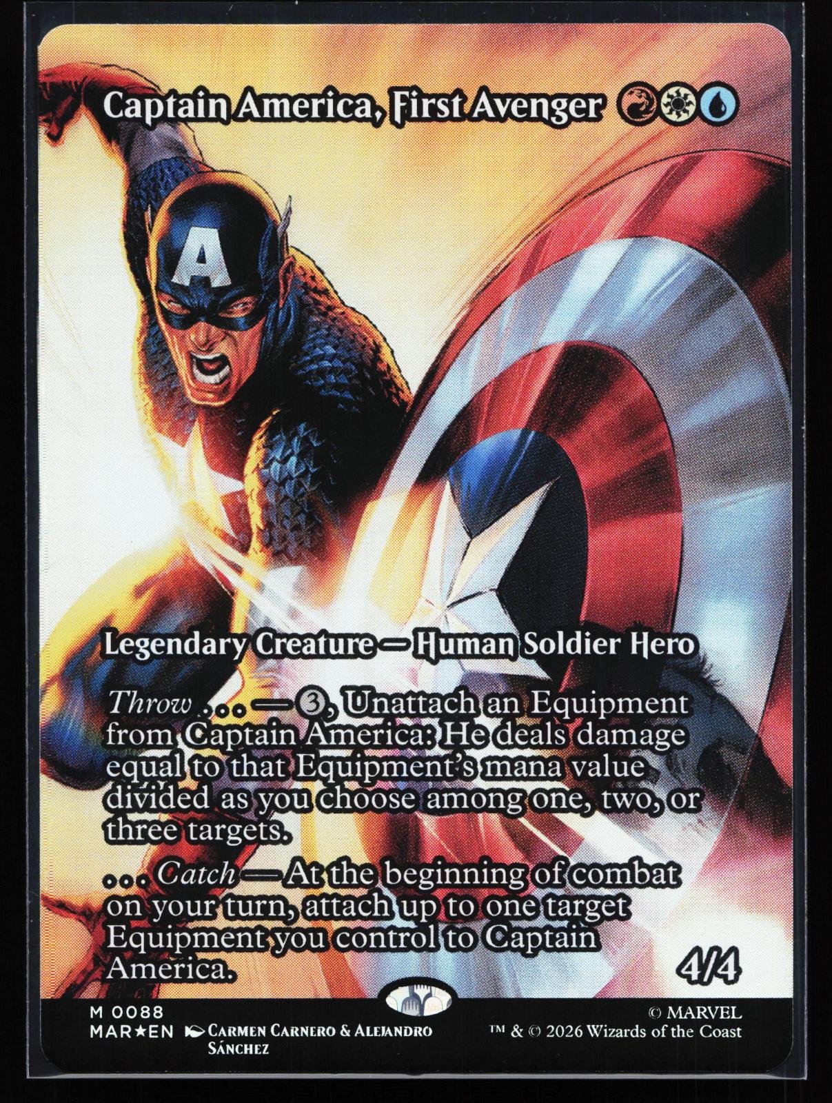 Magic: The Gathering card: Marvel Universe Eternal-Legal 88 Captain America, First Avenger (Borderless) Foil, front of card