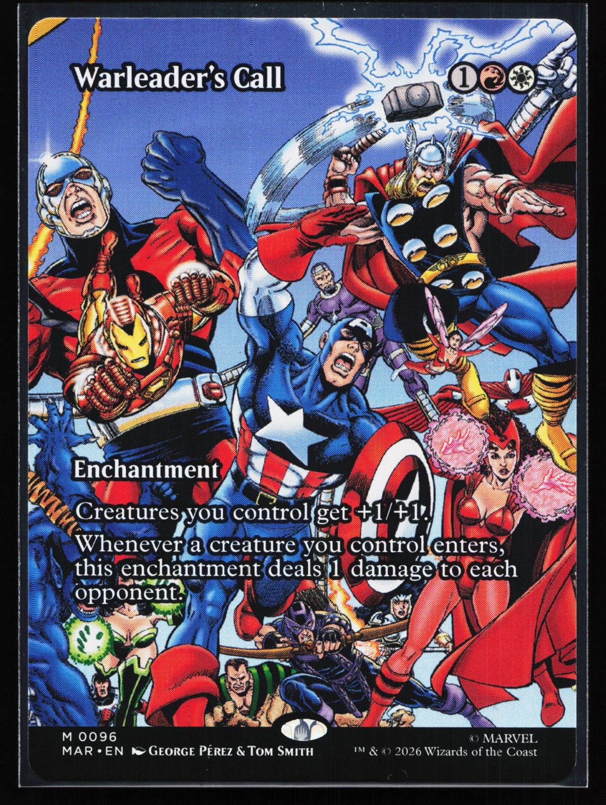 Magic: The Gathering card: Marvel Universe Eternal-Legal 96 Warleader's Call (Borderless) Mythic, front of card
