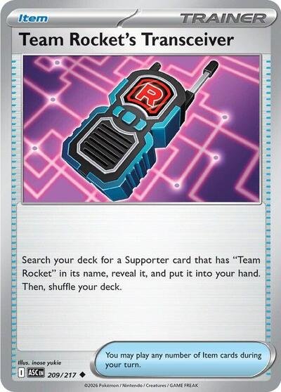 Pokémon card: Team Rocket's Transceiver 209/217 from Ascended Heroes (Uncommon), front of card