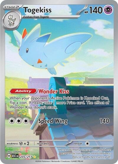 Pokémon card: Togekiss 235/217 from Ascended Heroes (Illustration Rare), Psychic type, front of card