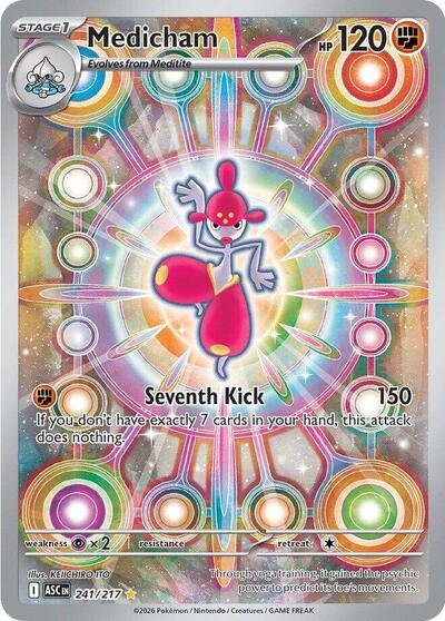 Pokémon card: Medicham 241/217 from Ascended Heroes (Illustration Rare), Fighting type, front of card
