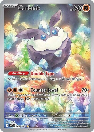 Pokémon card: Carbink 242/217 from Ascended Heroes (Illustration Rare), Fighting type, front of card