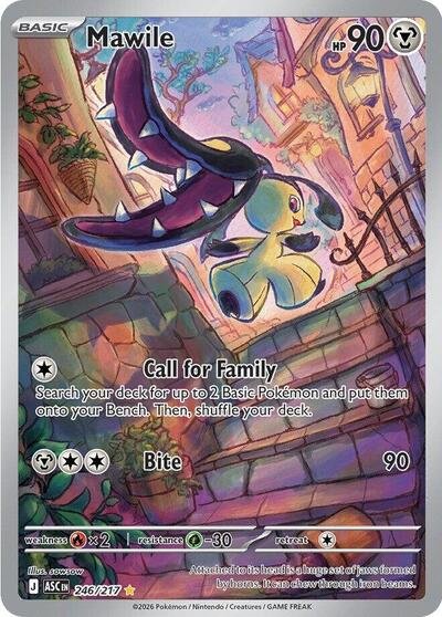 Pokémon card: Mawile 246/217 from Ascended Heroes (Illustration Rare), Metal type, front of card