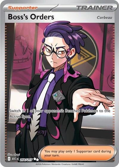 Pokémon card: Boss's Orders [Corbeau] 256/217 from Ascended Heroes (Ultra Rare), front of card