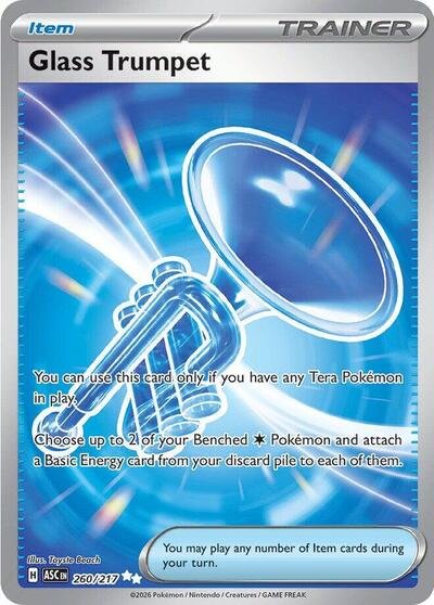 Pokémon card: Glass Trumpet 260/217 from Ascended Heroes (Ultra Rare), front of card