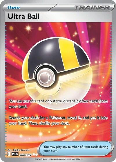 Pokémon card: Ultra Ball 264/217 from Ascended Heroes (Ultra Rare), front of card