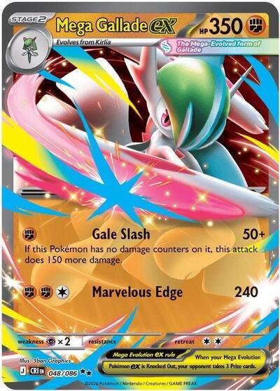Pokémon card: Mega Gallade ex 048/086 from Chaos Rising (Double Rare), Fighting type, front of card