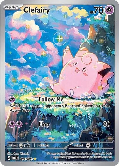 Pokémon card: Clefairy 094/088 from Perfect Order (Illustration Rare), Psychic type, front of card