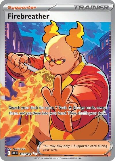 Pokémon card: Firebreather 119/094 from Phantasmal Flames (Ultra Rare), front of card