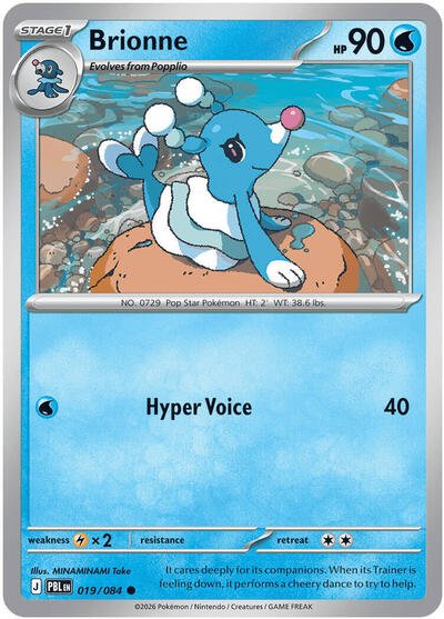 Pokémon card: Brionne 019/084 from Pitch Black (Common), Water type, front of card