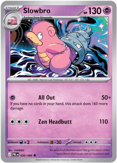 Pokémon card: Slowbro 030/084 from Pitch Black (Uncommon), Psychic type, front of card