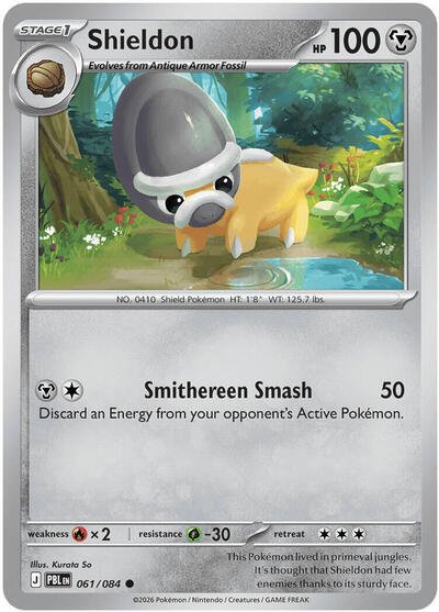 Pokémon card: Shieldon 061/084 from Pitch Black (Common), Metal type, front of card