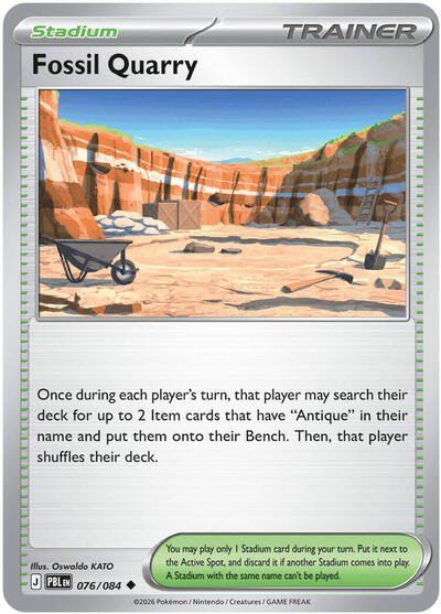 Pokémon card: Fossil Quarry 076/084 from Pitch Black (Uncommon), front of card