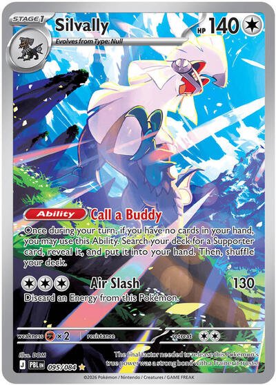 Pokémon card: Silvally 095/084 from Pitch Black (Illustration Rare), Colorless type, front of card