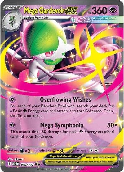 Pokémon card: Mega Gardevoir ex 060/132 from Mega Evolution base set (Double Rare), Psychic type, front of card