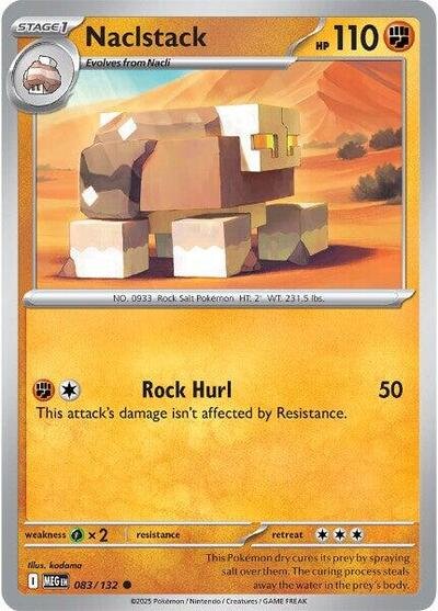Pokémon card: Naclstack 083/132 from Mega Evolution base set (Common), Fighting type, front of card