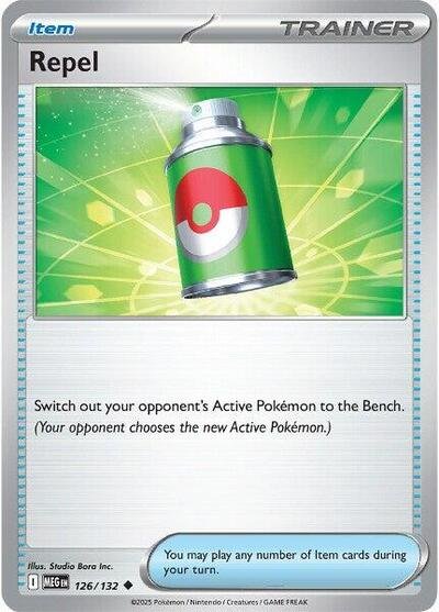 Pokémon card: Repel 126/132 from Mega Evolution base set (Uncommon), front of card