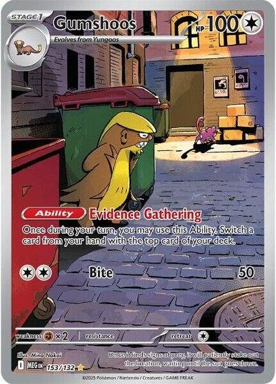 Pokémon card: Gumshoos 153/132 from Mega Evolution base set (Illustration Rare), Colorless type, front of card