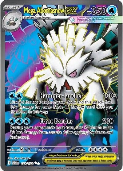 Pokémon card: Mega Abomasnow ex 157/132 from Mega Evolution base set (Ultra Rare), Water type, front of card