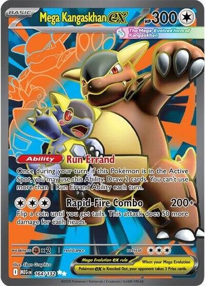 Pokémon card: Mega Kangaskhan ex 164/132 from Mega Evolution base set (Ultra Rare), Colorless type, front of card