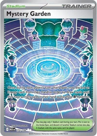 Pokémon card: Mystery Garden 172/132 from Mega Evolution base set (Ultra Rare), front of card