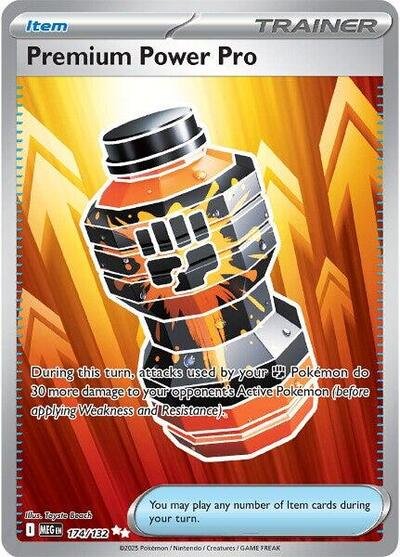 Pokémon card: Premium Power Pro 174/132 from Mega Evolution base set (Ultra Rare), front of card