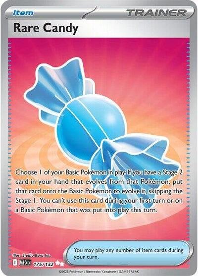 Pokémon card: Rare Candy 175/132 from Mega Evolution base set (Ultra Rare), front of card