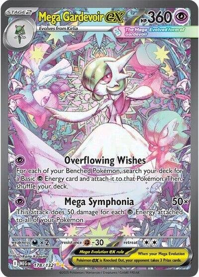 Pokémon card: Mega Gardevoir ex 178/132 from Mega Evolution base set (Special Illustration Rare), Psychic type, front of card