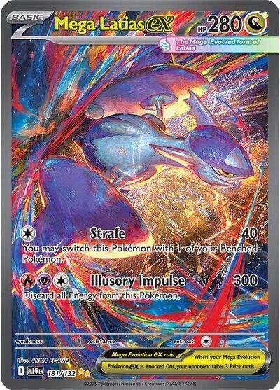 Pokémon card: Mega Latias ex 181/132 from Mega Evolution base set (Special Illustration Rare), Dragon type, front of card