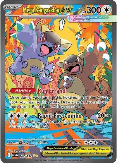 Pokémon card: Mega Kangaskhan ex 182/132 from Mega Evolution base set (Special Illustration Rare), Colorless type, front of card